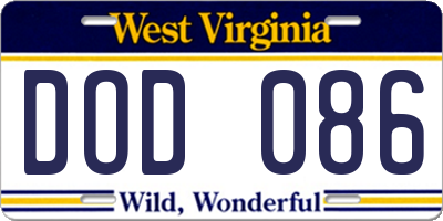 WV license plate DOD086
