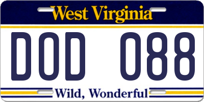 WV license plate DOD088
