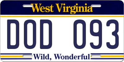 WV license plate DOD093
