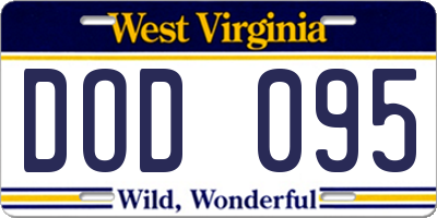 WV license plate DOD095