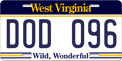 WV license plate DOD096