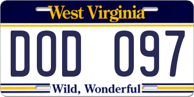 WV license plate DOD097