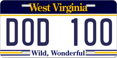 WV license plate DOD100