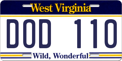 WV license plate DOD110