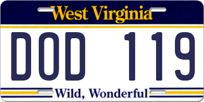 WV license plate DOD119