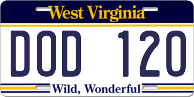 WV license plate DOD120