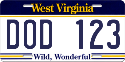WV license plate DOD123