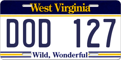 WV license plate DOD127