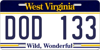 WV license plate DOD133