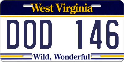 WV license plate DOD146