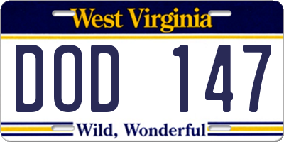 WV license plate DOD147