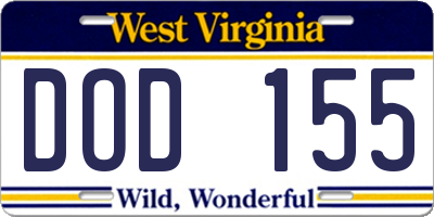 WV license plate DOD155