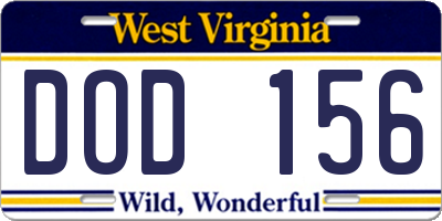 WV license plate DOD156