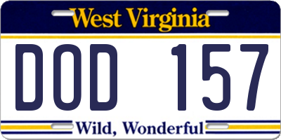 WV license plate DOD157
