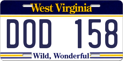 WV license plate DOD158