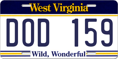 WV license plate DOD159