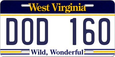 WV license plate DOD160