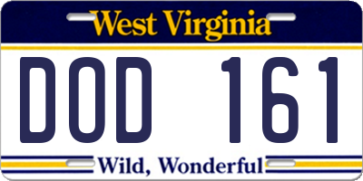 WV license plate DOD161