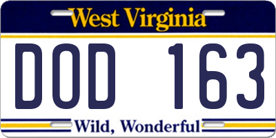 WV license plate DOD163