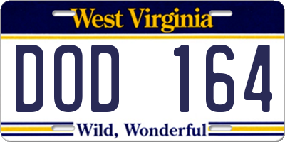 WV license plate DOD164
