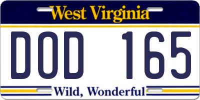 WV license plate DOD165