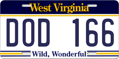 WV license plate DOD166