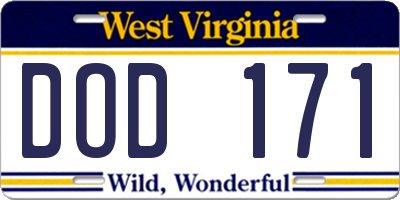 WV license plate DOD171