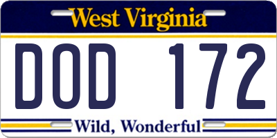 WV license plate DOD172