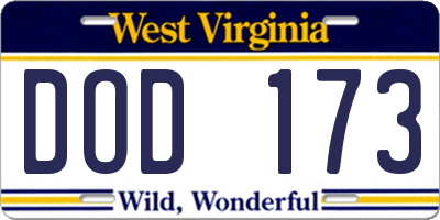 WV license plate DOD173