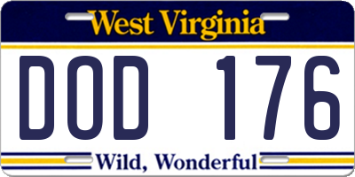WV license plate DOD176