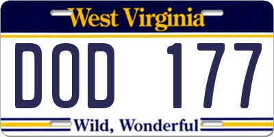 WV license plate DOD177