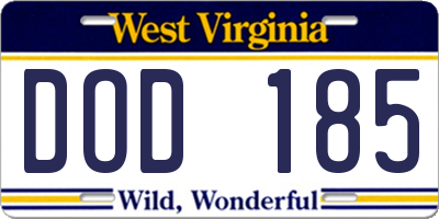 WV license plate DOD185