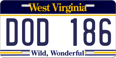 WV license plate DOD186