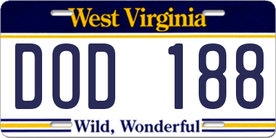 WV license plate DOD188