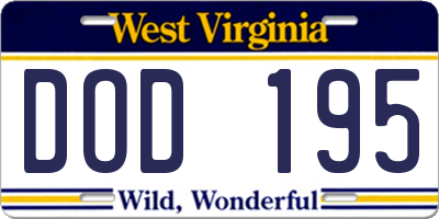WV license plate DOD195