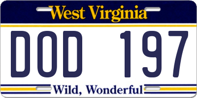 WV license plate DOD197
