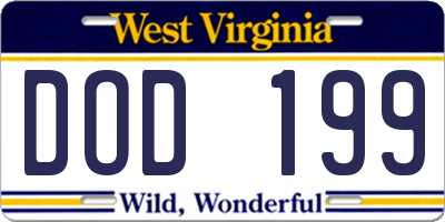 WV license plate DOD199