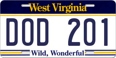 WV license plate DOD201
