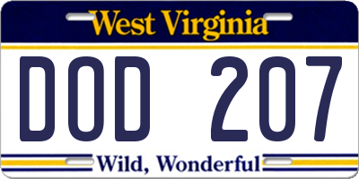 WV license plate DOD207