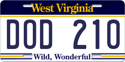 WV license plate DOD210