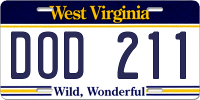WV license plate DOD211