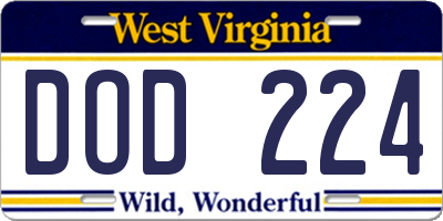 WV license plate DOD224