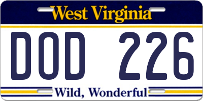 WV license plate DOD226