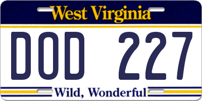 WV license plate DOD227