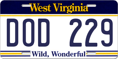 WV license plate DOD229