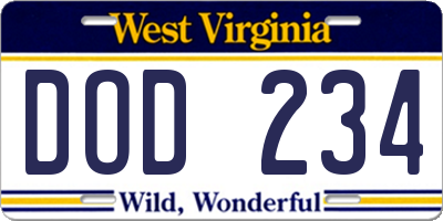 WV license plate DOD234