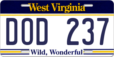 WV license plate DOD237