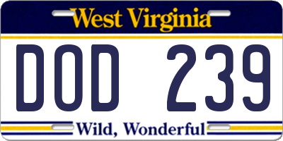 WV license plate DOD239