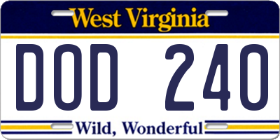 WV license plate DOD240