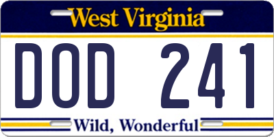 WV license plate DOD241
